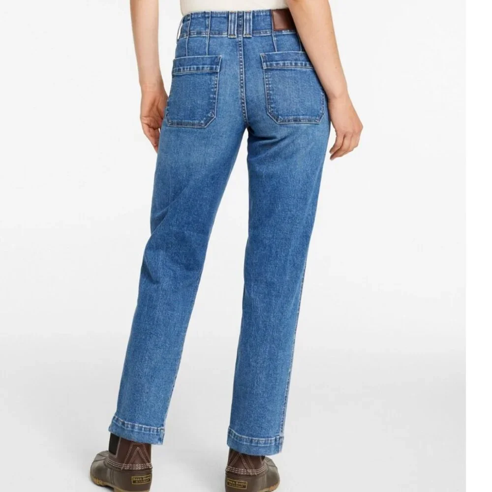 L.L. Bean 1912 Field Denim Pants Womens 8P Utility Ankle Mid Rise NWT Heritage - Picture 2 of 8